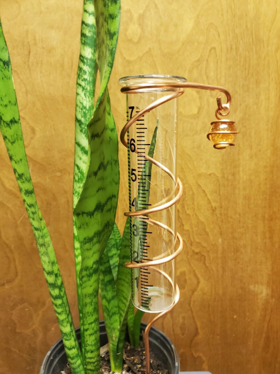 Large Glass and Copper Easy to Read Rain Gauge Etsy