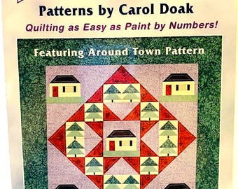 Foundation Paper Piecing Pattern - Around Town - Mini Quilt - Finished Size 32"x32" - FREE Ship & Gift