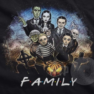 Addams Family cartoon Pencil art digital download for Dark shirts Addams portrait in graveyard downloadble png Addams Family Friends gift