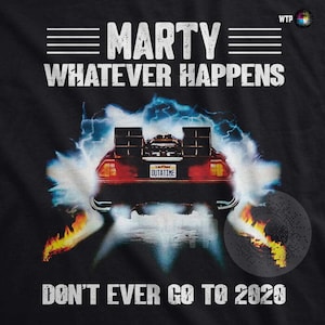 Marty Back to the Future DeLorean time machine Marty and Professor Time Travel car fun party image for DTG Dtf prints on Dark Garments