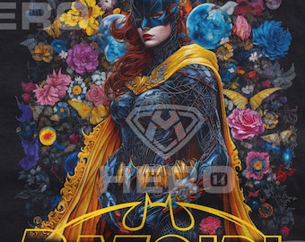 Mothers day Superhero PNG Bat Logo Superhero Logo Colorful floral backdrop Bat Lady Hero Halftone Digital Download DTF Download