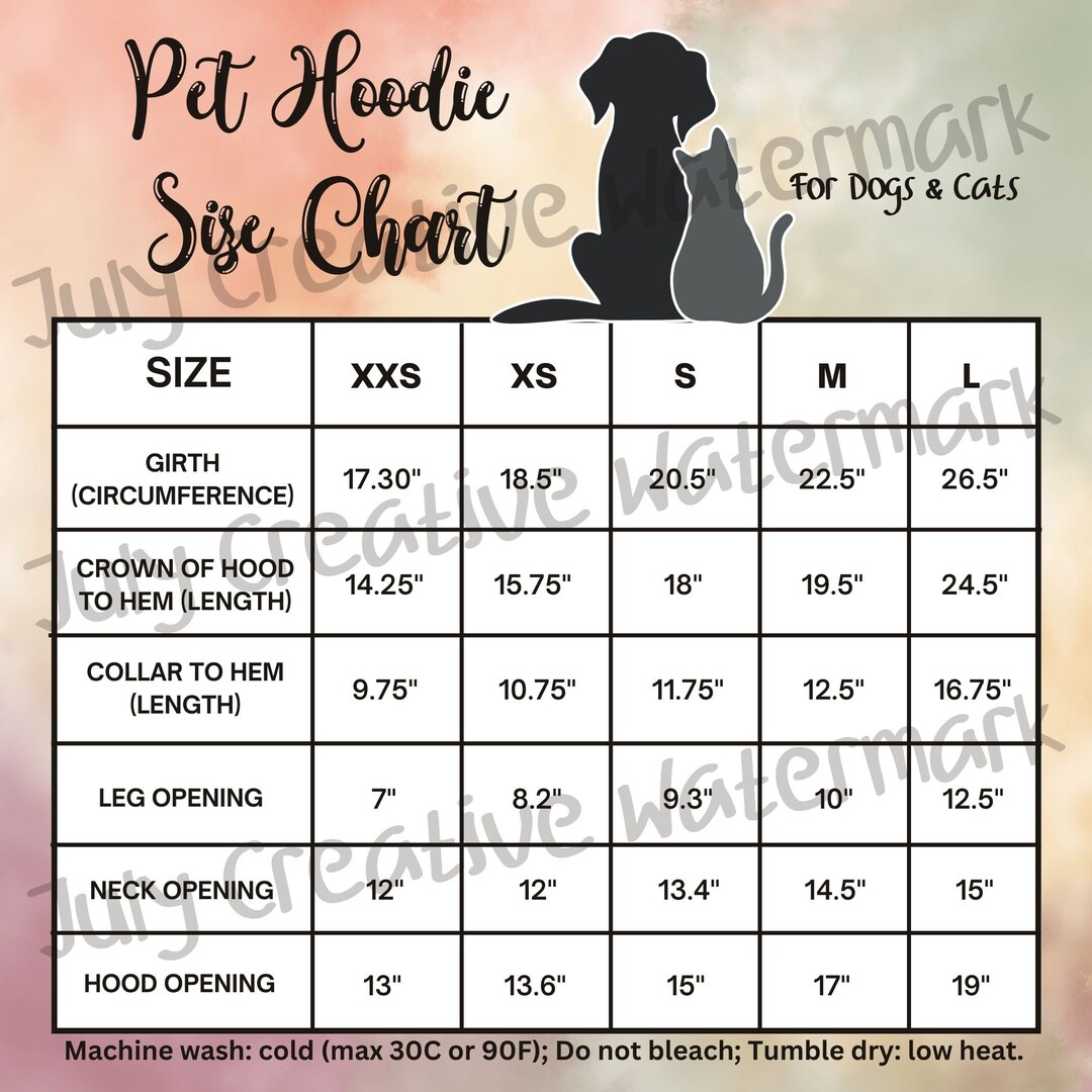 Pet Hoodie Size Chart Pet Vest Hoodie for Dogs and Cats Size Chart