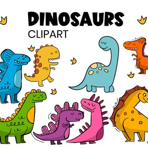 Dinosaurs Watercolor Clip Art, Dinosaurs Clipart, Instant Download Png Watercolour Digital Clip Art, Dino Clipart, Cute Dino Clip Art