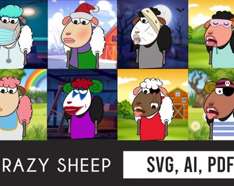 Sheep Svg Bundle, Sheep Svg, Sheep Svg For Cricut, Sheep, Instant Digital Download Svg, Ai And Pdf,  Commercial Use, Farm Animal Svg