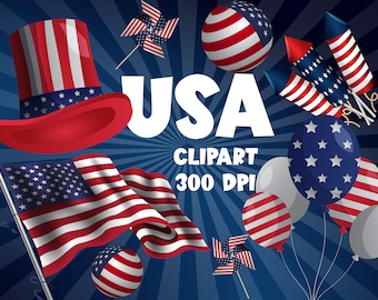 USA clipart, Fourth of July Clipart, 4th of July Clipart, Independence Day Clipart, Patriotic Clipart, USA Flag Clipart, America Clipart
