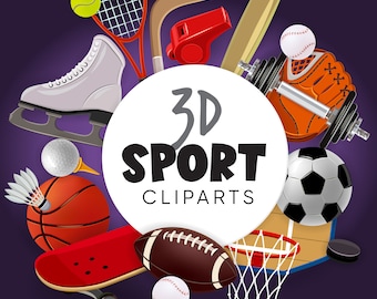 Aquarel sport clipart, sport clipart, voetbal clipart, basketbal clipart, voetbal, honkbal, golf, sportuitrusting, digitale illustraties