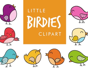 Watercolor Bird Clipart, Funny Colorful Birds, PNG SVG (Digital Images)