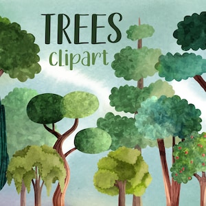 Trees clipart, Spring clipart, Tree clipart,  Bush clipart, Seasonal Clipart, Green trees, Summer clipart, Tree Download, Commercial Use