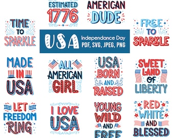 4th of July Clipart, Patriotic Designs (PNG, SVG)