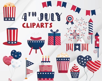 4th of July Clip Art Bundle, Patriotic Designs (Digital Download)