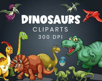 Dinosaur Clipart, Dinosaurs, Clipart And Digital Paper Set, Cute Dinosaur Clip Art, Digital Download, Dinosaurs Clipart Set, Digital Clipart