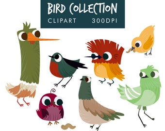 Watercolor Spring Birds Clipart Bundle (Digital)
