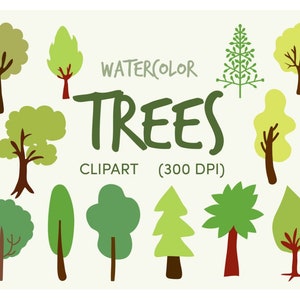 Watercolor Trees Clipart, Tree Clipart, Forest Clipart, Pine Tree Clipart, Tree Clip Art, Trees Clipart, Tree Png, Watercolor Trees