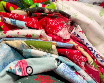 FLANNEL “Christmas” scraps - 15.4oz volumes of patterns and colors left overs from many quilts over the years!