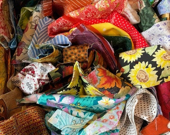 Choose a QUILTER'S 100% cotton fabric scrap bag *15.6oz*. Mix of size, color, prints, vintage. Discount code 2+ bags like 2 bags for 9.50ea