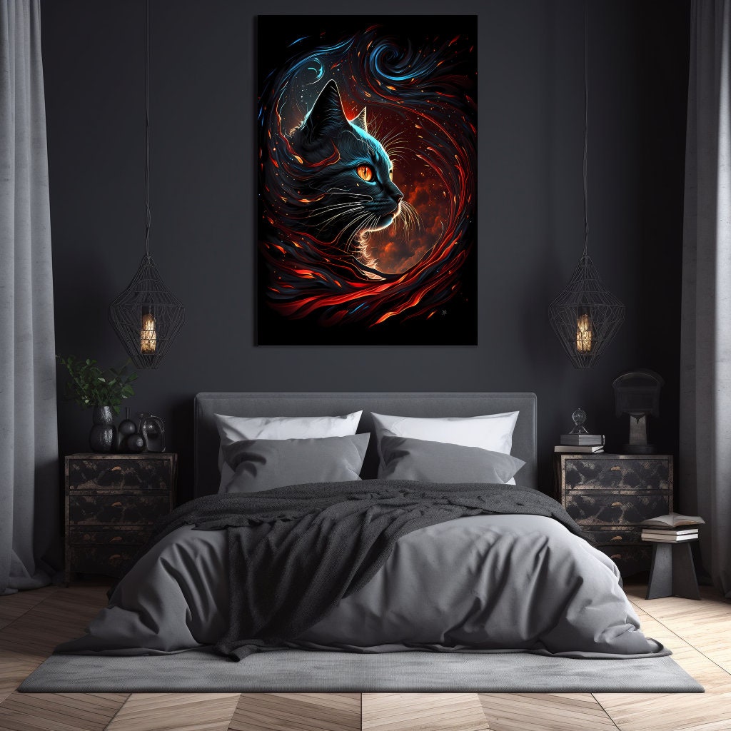 Cosmic Cat Art Print, AI Generated Home Decor (digital Download) - Etsy