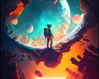 The Astronaut #2, Digital Art Print, AI Generated, Wall Art, AI Art ...