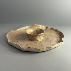 ceramic chip and dip bowl handcrafted