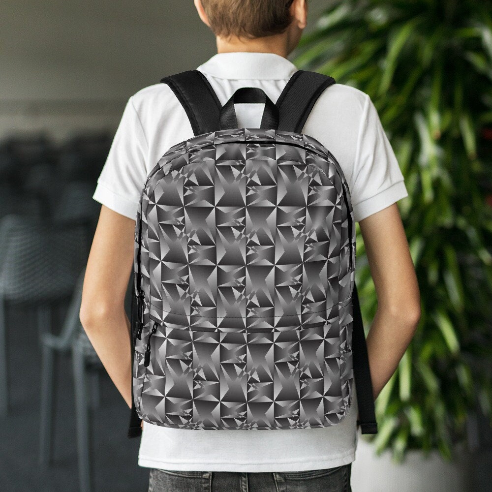 Black geometric backpack discount
