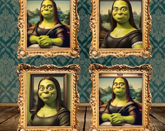 Mona Lisa Altered Art Shrek Eclectic altered art,  renaissance altered art,