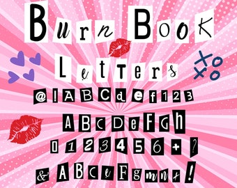 Burn Book Alphabet SVG DXF, Burn Book Letters svg, Mean Girls Inspired Font Cliparts PNG