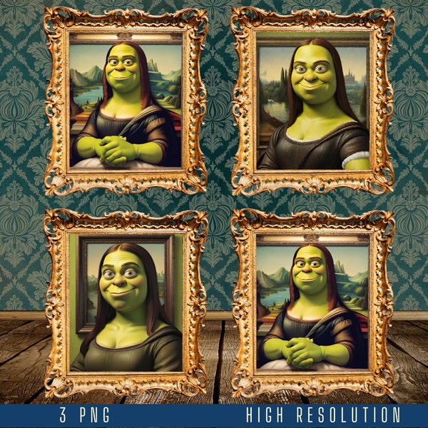 Mona Lisa Altered Art Shrek Eclectic altered art,  renaissance altered art,