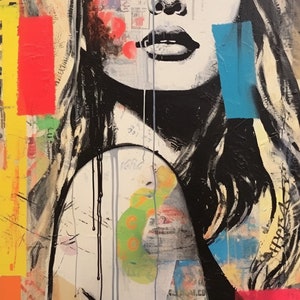 Graffiti Pop Modern Fashion  art of flirtatious woman with tattoos.  Digital download