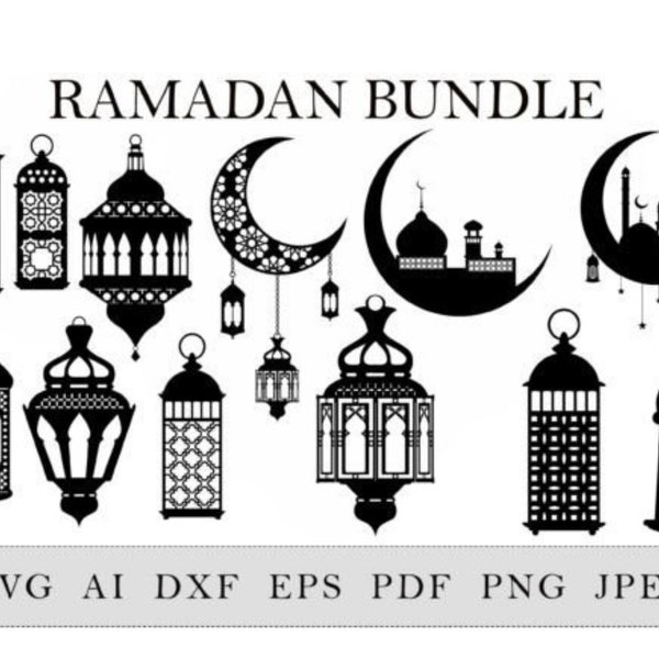 Pacchetto SVG islamico, file di taglio, modello, Masjid, Moschea, Ramadan, Eid Mubarak, Ramadan Kareem, musulmano, Islam, islamico, digitale, simbolo.