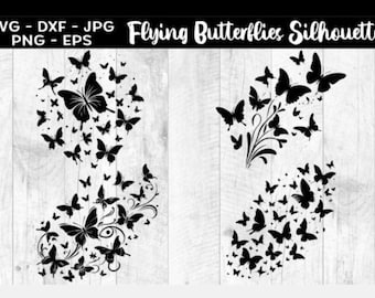 Flying Butterflies Svg bundle, Butterfly Svg, Butterfly Design Layout, Butterfly Swarm svg, Butterfly png, Silhouette,Cut Files For Cricut