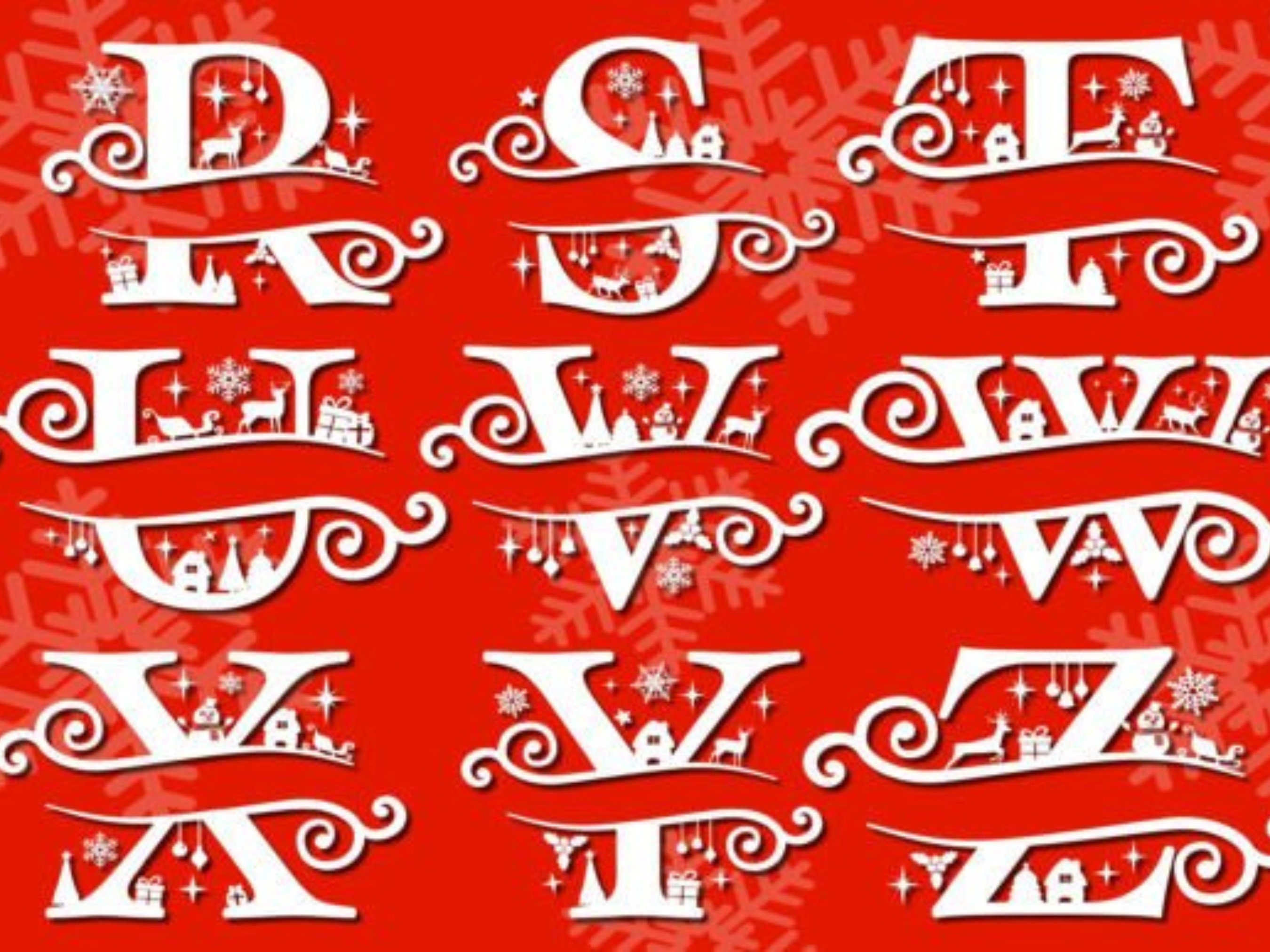 Christmas Split Alphabet SVG, Christmas Monogram Svg,26 Christmas ...
