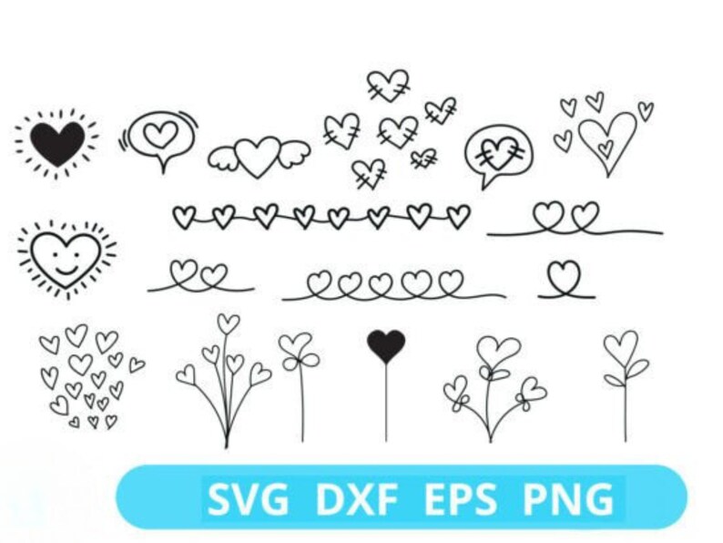 HEART Bundel SVG, HEART Doodle Svg, Heart Svg Cut Files for Cricut ...
