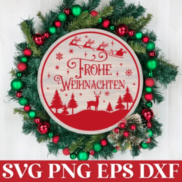 Frohe Weihnachten Girlande Plotterdatei,German Christmas Ornament SVG Pack,Deutsche Frohe Weihnachten Plotter SVG,Wintergrüße  Svg