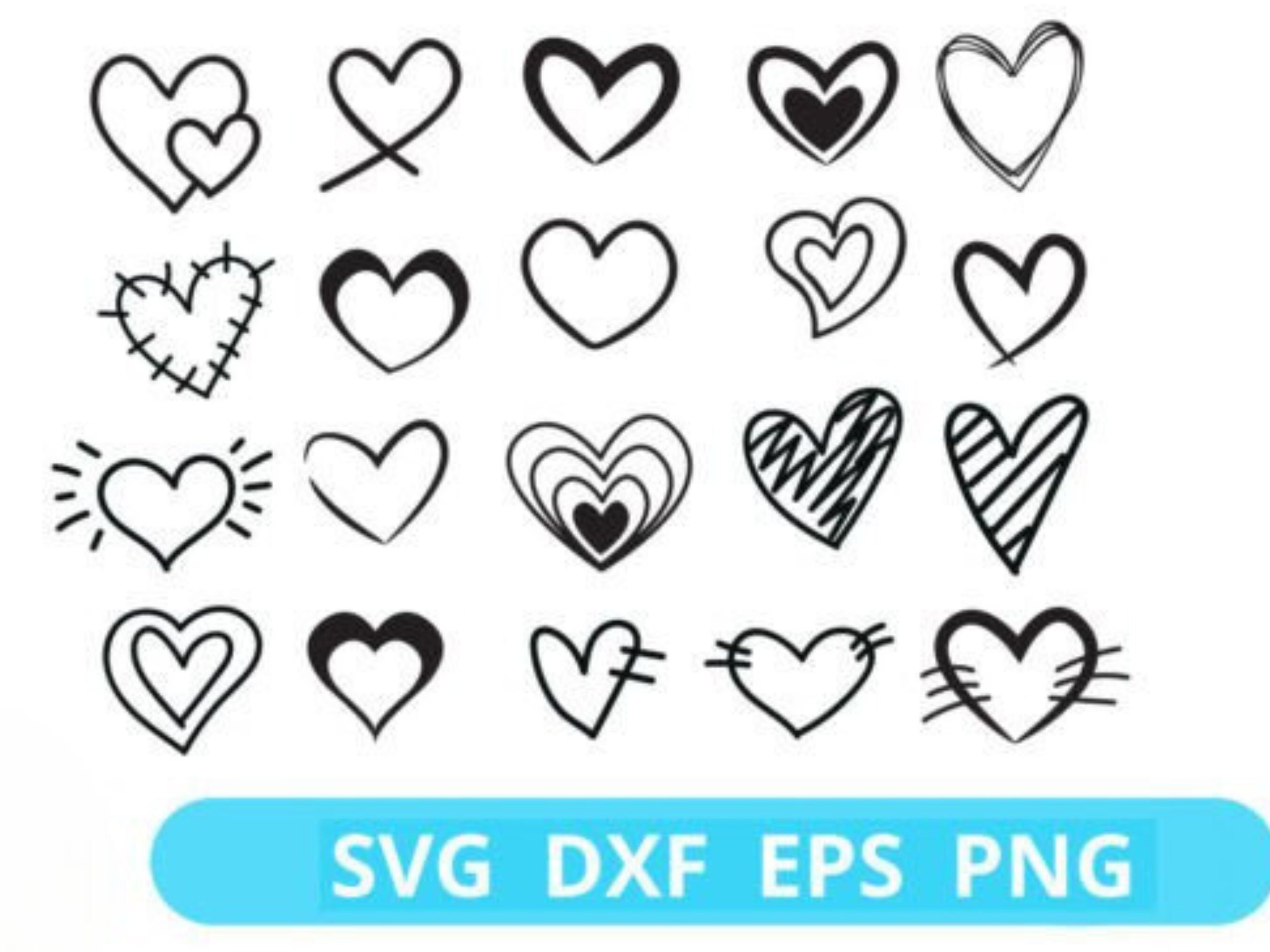 HEART Bundel SVG, HEART Doodle Svg, Heart Svg Cut Files for Cricut ...