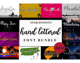 Handlettered Font Bundle - Font Bundle, Handwritten Font, Calligraphy Font, Script Font,Procreate, Wedding, Commercial Use, Cricut, Canva