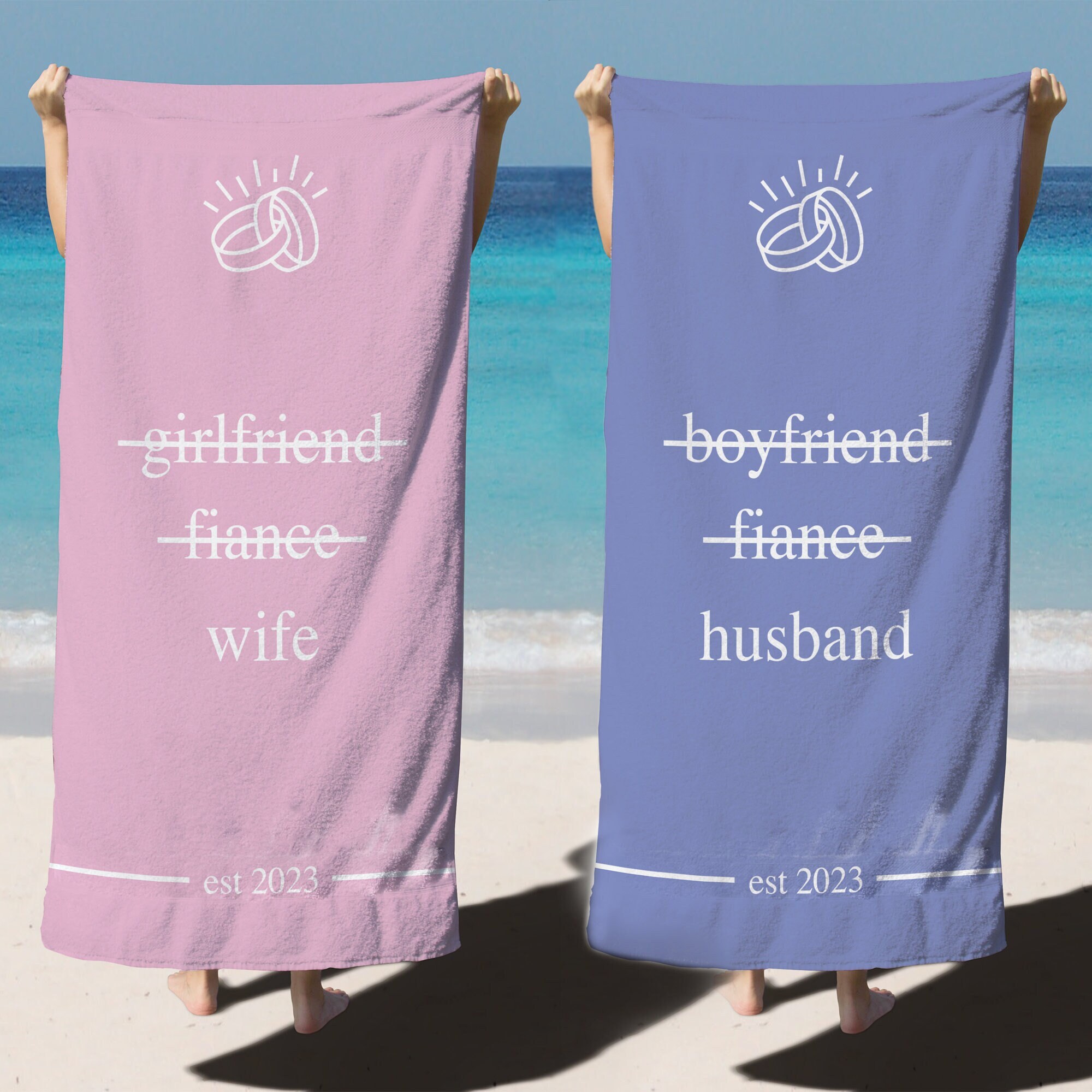Husband and Wife Beach Towels From Boyfriend to Husband From