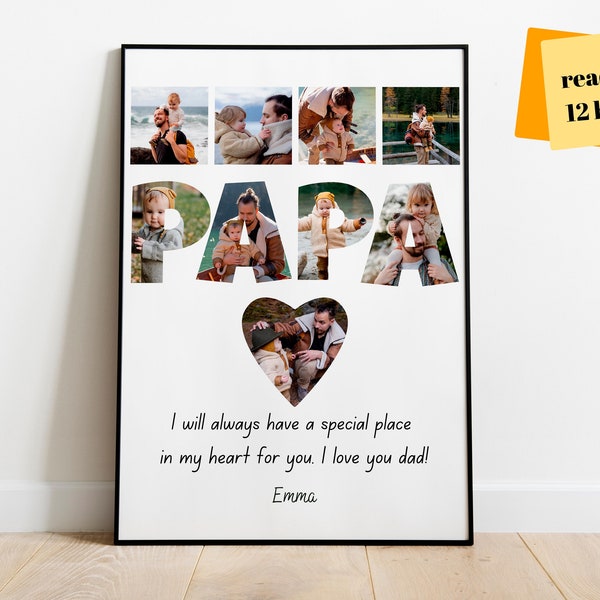 Personalized Papa Photo Collage, Father's Day Gift, Papa Collage Gift, Custom Gift For Papa, Daddy Photo Collage, Father's Day Photo Collage