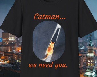 Catman Schatten Shirt-Lustiges Katzen-T-Shirt - Katzen-Silhouette Schatten - Entzückendes Tabby Geschenk - Katzenliebhaber Geschenk