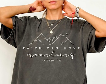 Retro Faith Can Move Mountains T-Shirt | Vintage Bible Verse Graphic Tee