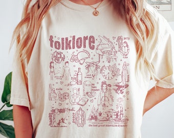 Folklore Comfort Colors Shirt Rose Gold Print