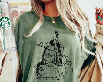 Funny Cat Playing Violin Shirt - Vintage Musician Cat Tee