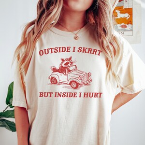 Comfort Colors Raccoon T-Shirt - Skrrt and Hurt Design - Meme and Weird Shirt - Unisex Trash Panda Tee