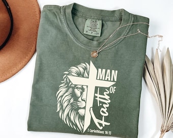 Lion of Judah Christian T-Shirt - Man of Faith Graphic Tee