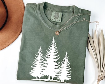 Retro Pine Tree Silhouette Shirt | Nature Lover Gift | Geometric Forest T-Shirt