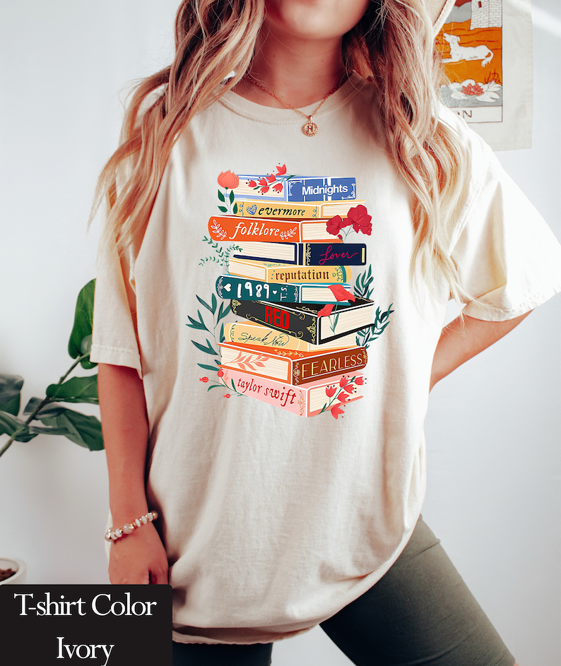 Vintage Inspired Concert Tour Books Comfort Colors T-shirt Albums As Books Shirt for Music Lover Gift Tee image 3