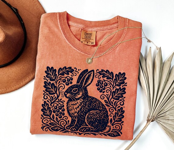 Vintage Rabbit Nature T-Shirt - Cottagecore Woodland Bunny Tee