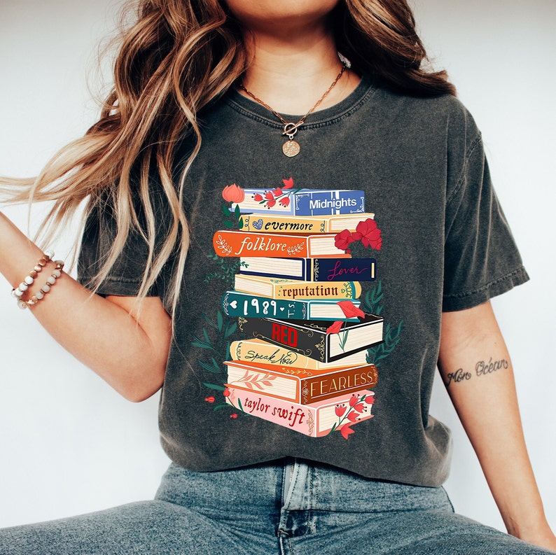 Vintage Inspired Concert Tour Books Comfort Colors T-shirt Albums As Books Shirt for Music Lover Gift Tee image 1