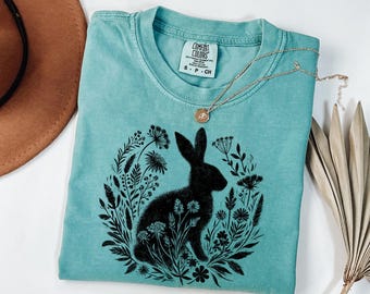 Vintage Bunny T-Shirt | Comfort Colors Wildflower Rabbit Tee