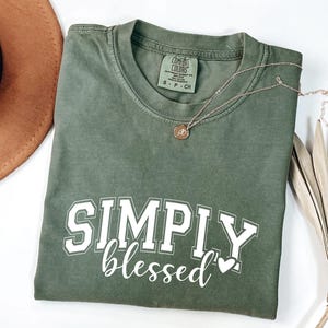 Comfort Colors  Shirt Christian Simply Blessed Spiritual Gift for Her Religious Graphic Tee Faith Shirt