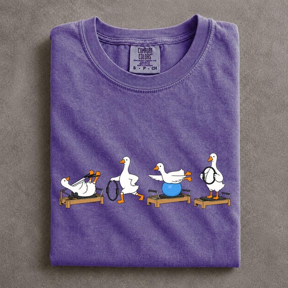 Funny Goose Pilates Shirt, Minimalist Animal Gym Graphic Tee, Comfort Colors Workout Apparel