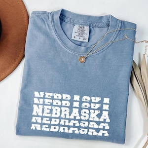Nebraska Shirt Distressed State Tee Gift for Him or Her Midwest Pride Shirt Game Day Outfit Nebraska Football Fan Gift